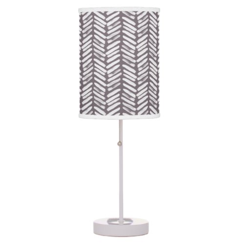 Chic White Mauve Taupe Gray Abstract Chevron Art Table Lamp