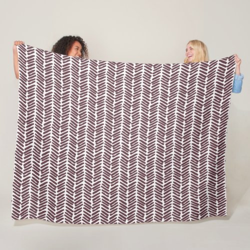 Chic  White Merlot Wine Red Abstract Chevron Art Fleece Blanket