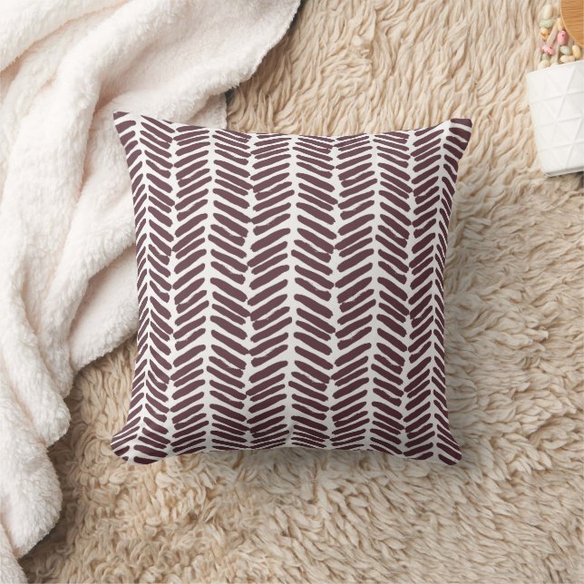 Chic  White Merlot Wine Red Abstract Chevron Art Throw Pillow (Blanket)