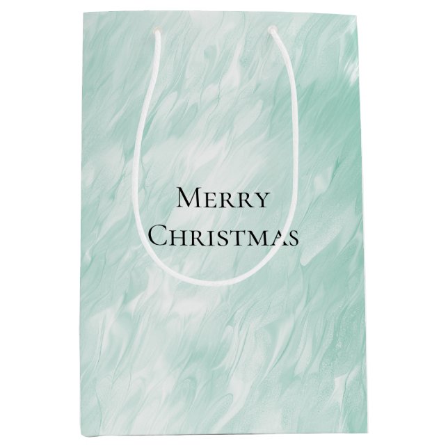 Chic White Mint Christmas Medium Gift Bag (Front)