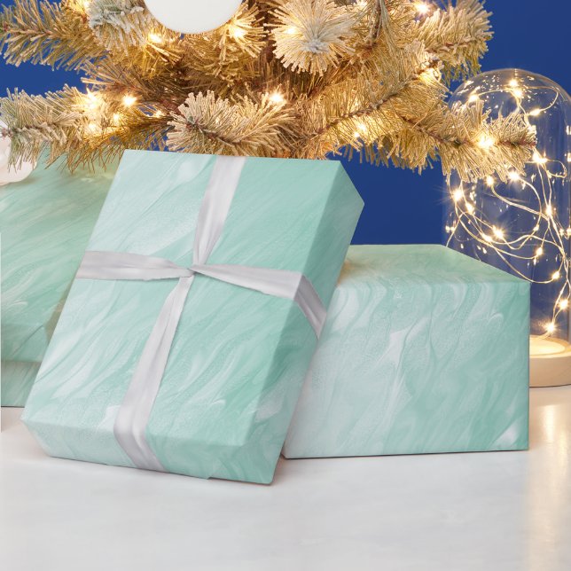 Chic White Mint Christmas Wrapping Paper (Holidays)