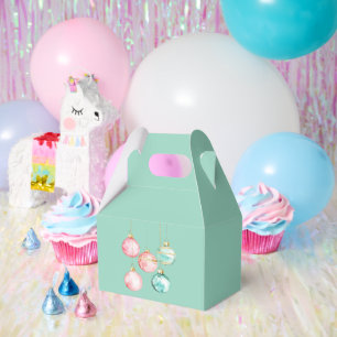 Chic White Mint Pink Gold Christmas Ornaments Favor Boxes