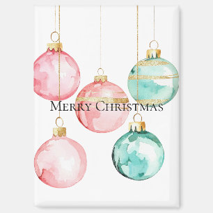 Chic White Mint Pink Gold Christmas Ornaments Magnet