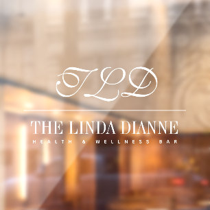 Chic White Modern Monogram Name Business Signage Window Cling