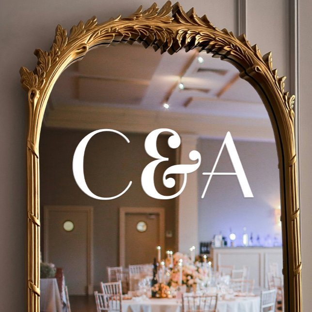 Chic White Monogram Ampersand Art Deco Wedding Window Cling (Chic White Monogram Ampersand Art Deco Wedding Window Cling)