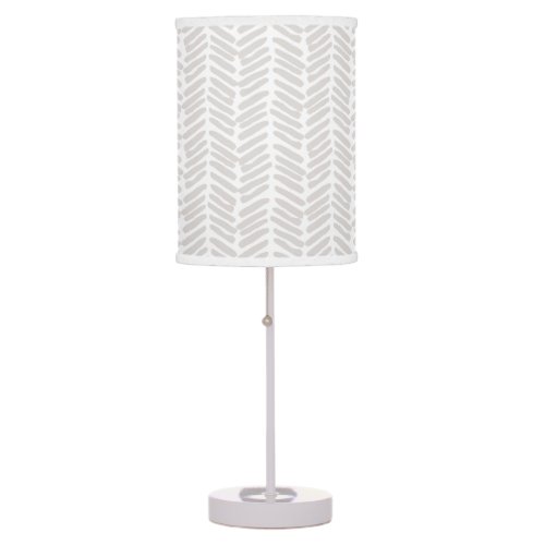 Chic White Mushroom Ivory Gray Abstract Chevron Table Lamp