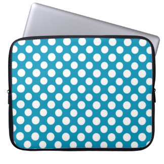 Chic White on Blue Jumbo Polka Dots Laptop Sleeve