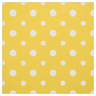 Chic White on Yellow Polka Dots Daisy Chain Fabric