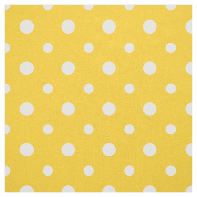 Chic White on Yellow Polka Dots Daisy Chain Fabric (Swatch)