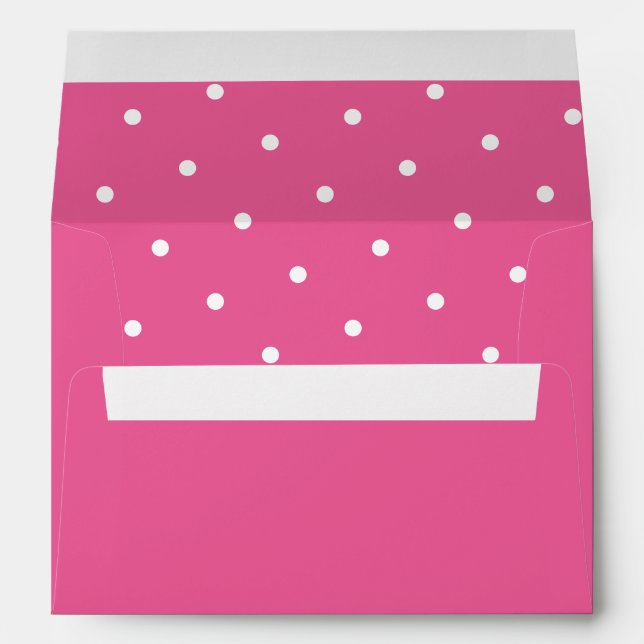 Chic White Polka Dot Pattern Hot Pink Envelope (Back (Bottom))
