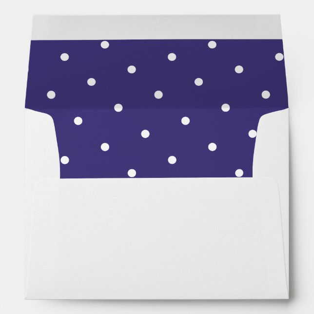 Chic White Polka Dot Pattern Purple Violet Lined Envelope (Back (Bottom))