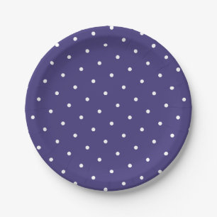 Chic White Polka Dot Purple Violet Paper Plates