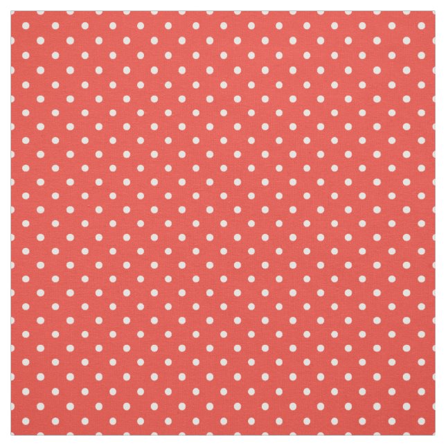 Chic White Polka Dots on Bright Red Pattern Fabric (Swatch)