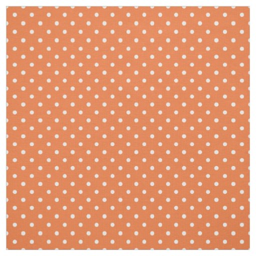 Chic White Polka Dots on Orange Pattern Fabric