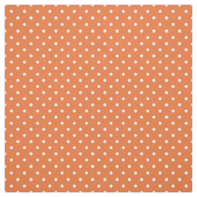 Chic White Polka Dots on Orange Pattern Fabric (Swatch)