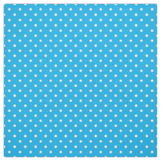Chic White Polka Dots on Sky Blue Pattern Fabric