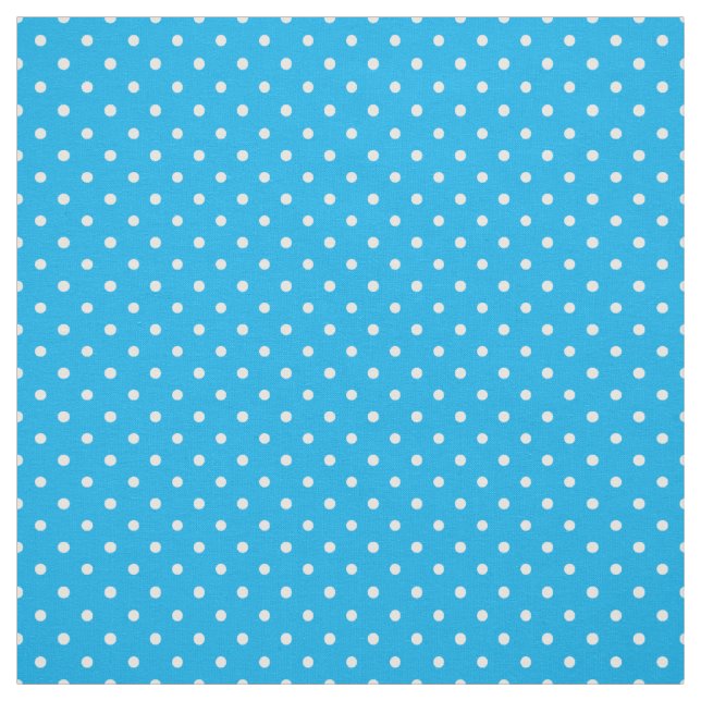 Chic White Polka Dots on Sky Blue Pattern Fabric (Swatch)