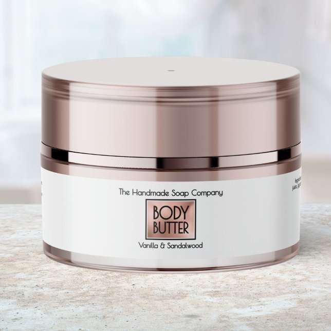 Chic White Rose Gold Body Butter Jar Label  (Creator Uploaded)