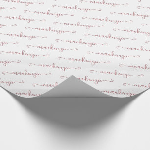 Chic White Rose Gold Handwritten Script Name Wrapping Paper