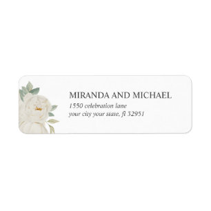 CHIC WHITE ROSES FLOWER WEDDING LABEL