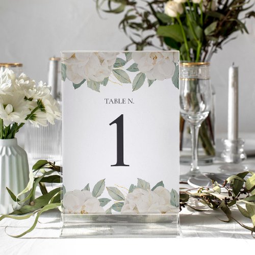 CHIC WHITE ROSES Personalized Table Number