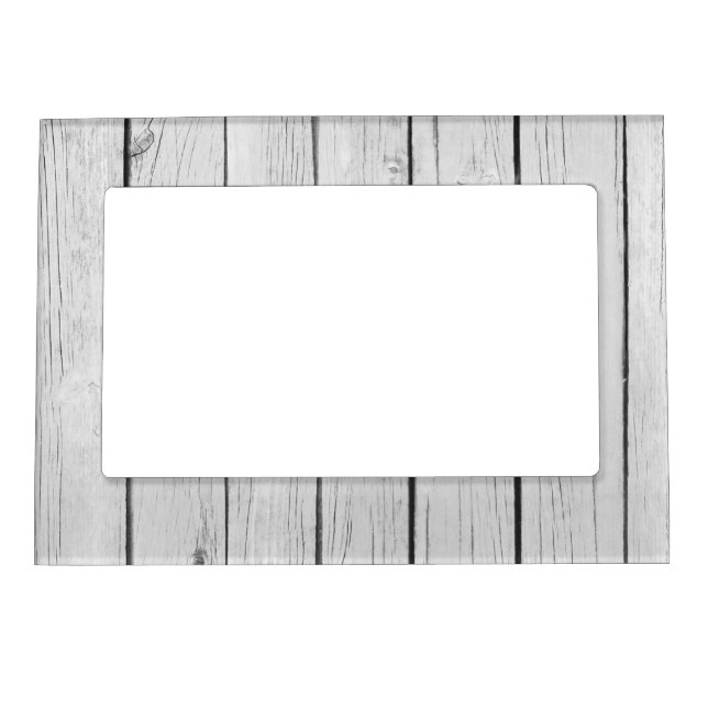 Chic White Rustic Wood Magnetic Picture Frame (Front)