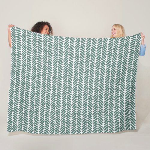 Chic White Sage Green Gray Abstract Chevron Fleece Blanket