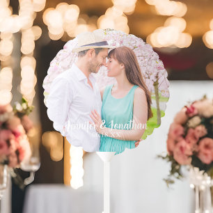 Chic White Script Couple Photo Wedding Balloon