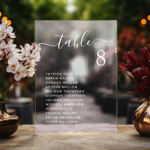 Chic White Script Wedding Table Seating Chart Acrylic Invitations