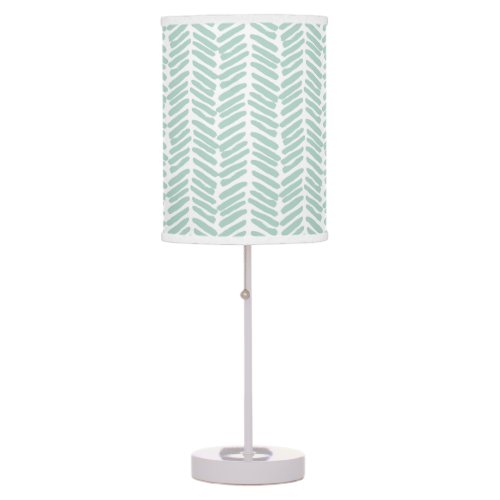 Chic White Seaglass Green Abstract Chevron Table Lamp