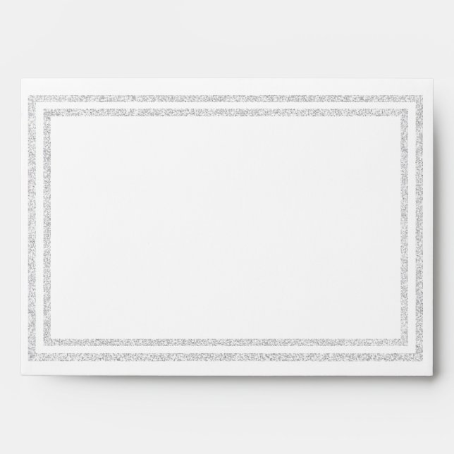 Chic White Silver Glittered Trim - Envelope (Front)