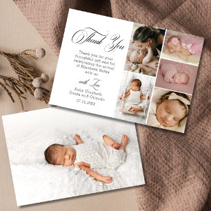 Chic White Six Photo Baby Shower Thank You Card