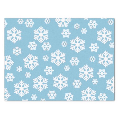 Chic White Snowflakes Nordic Pattern on Ice Blue Tissue Paper