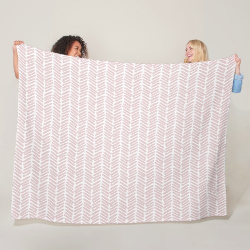 Chic White Soft Blush Pink Abstract Chevron Art Fleece Blanket