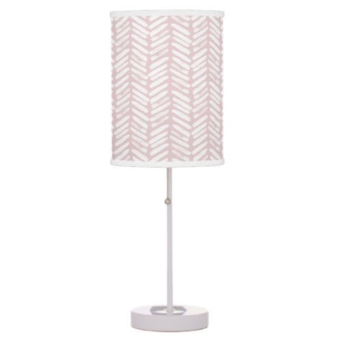 Chic White Soft Blush Pink Abstract Chevron Art Table Lamp