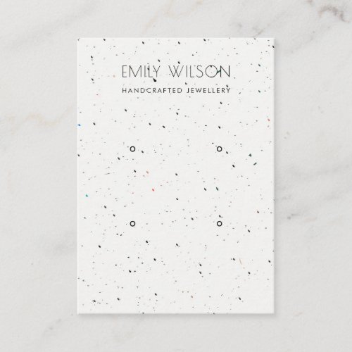 CHIC WHITE TERRAZZO TEXTURE 2 EARRING DISPLAY LOGO BUSINESS CARD