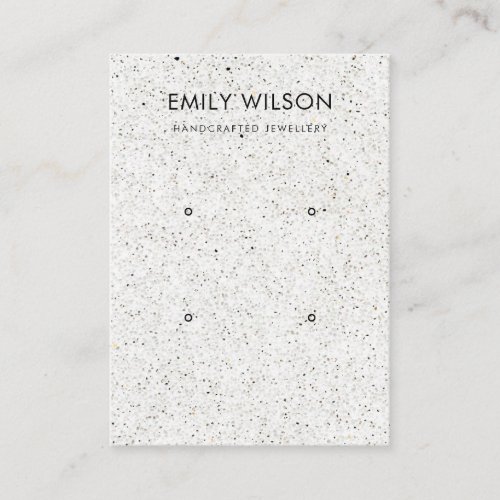 CHIC WHITE TERRAZZO TEXTURE 2 EARRING DISPLAY LOGO BUSINESS CARD