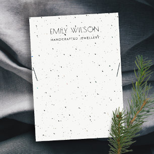 CHIC WHITE TERRAZZO TEXTURE NECKLACE DISPLAY LOGO BUSINESS CARD