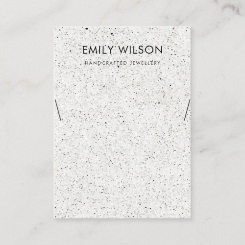 CHIC WHITE TERRAZZO TEXTURE NECKLACE DISPLAY LOGO BUSINESS CARD