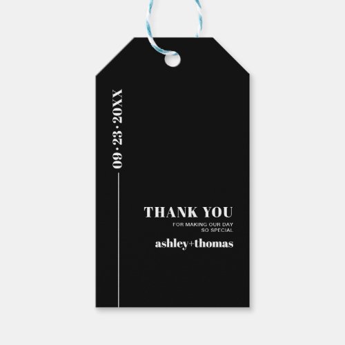 Chic white typography minimalist Thank You wedding Gift Tags