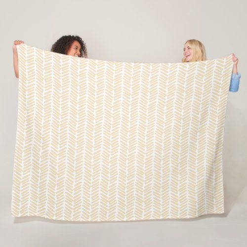 Chic White Vanilla Yellow Abstract Chevron Art Fleece Blanket