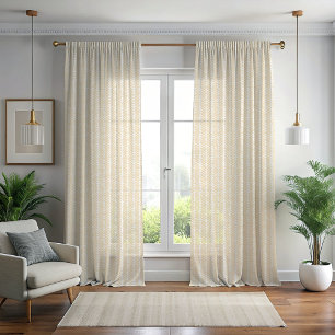 Chic White Vanilla Yellow Abstract Chevron Art Sheer Curtains