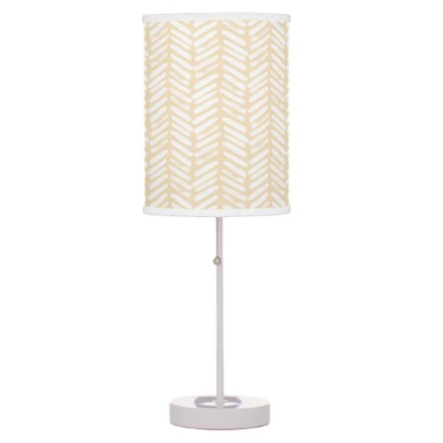 Chic White Vanilla Yellow Abstract Chevron Art Table Lamp