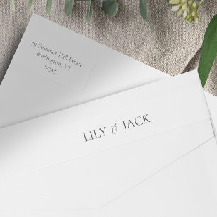 Chic White Wedding Couple Return Address Label
