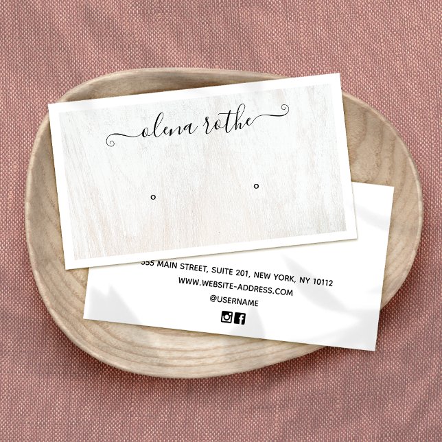 Chic White Wood Earring Display   Calling Card (Creator Uploaded)