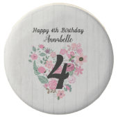 Chic White Wood & Whimsical Floral Happy Birthday Chocolate Covered Oreo (Front)