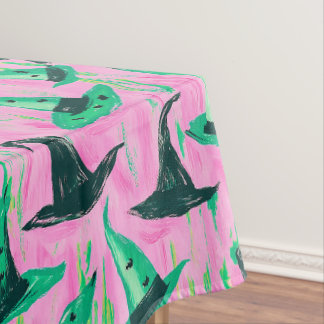 Chic Wicked Witch Hats Green and Black Tablecloth