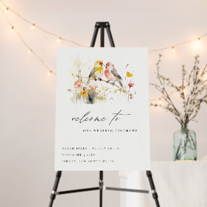 Chic Wild Botanical Watercolor Love Birds Wedding Foam Board