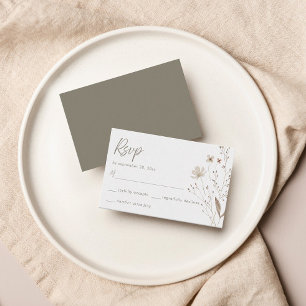 Chic Wildflower Boho Flower Wedding RSVP   Enclosure Card