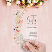 elegant dainty floral spring Bridal Shower arch Acrylic Invitations